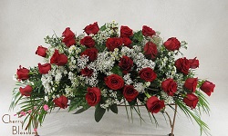 Red Silk Roses with Greenery