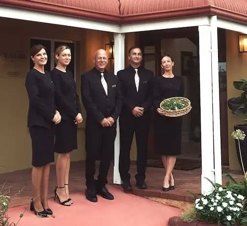 The Mayfair Funerals Perth team outside the funeral home at the start of a cremation service